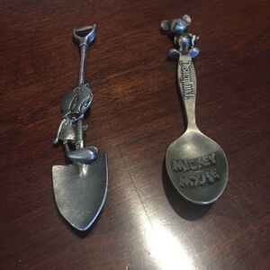 Pewter spoons tweetie bird Mickey Mouse Disneyland collectibles